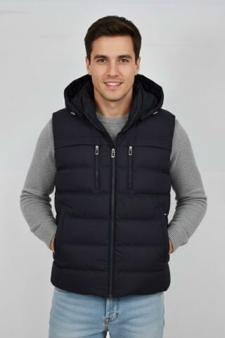 Erkek Kapüşonlu Spor Yelek 4021 BGL-ST04900