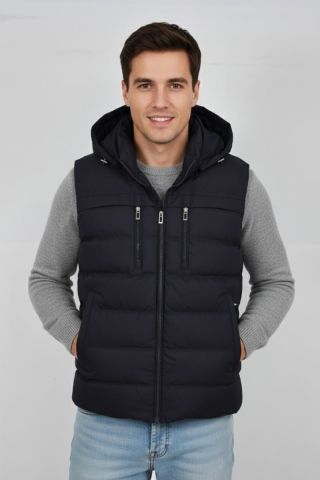 Erkek Kapüşonlu Spor Yelek 4021 BGL-ST04900