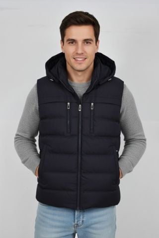 Erkek Kapüşonlu Spor Yelek 4021 BGL-ST04900