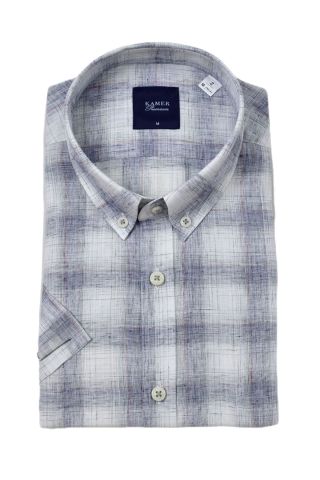 Erkek Klasik Ekose Kısa Kol Gömlek Pamuk Keten 9486 BGL-ST04584