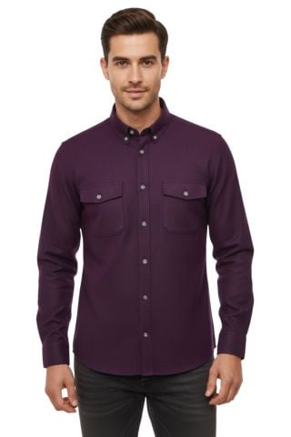 Erkek Kışlık Slim Fitt Uzun Kol Çift Cep Kapak Gömlek 2414 BGL-ST04797