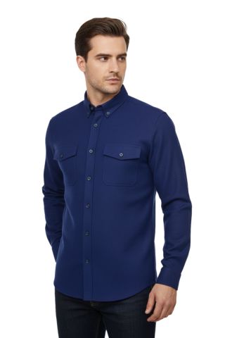 Erkek Kışlık Slim Fitt Uzun Kol Çift Cep Kapak Gömlek 2414 BGL-ST04797