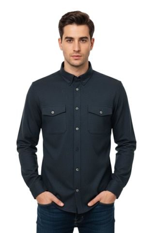 Erkek Kışlık Slim Fitt Uzun Kol Çift Cep Kapak Gömlek 2414 BGL-ST04797