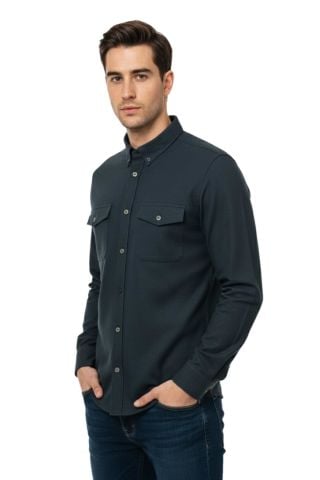 Erkek Kışlık Slim Fitt Uzun Kol Çift Cep Kapak Gömlek 2414 BGL-ST04797