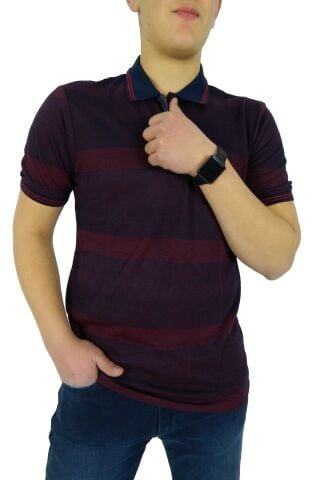 NAYKI ERKEK POLO YAKA RİNGEL JAKARLI T-SHİRT 19052 BGL-ST01043