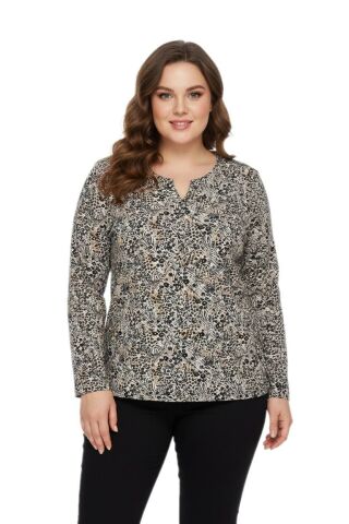 Kadın V Yaka Modelli Baskılı Bluz BGL-ST05106