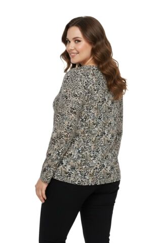 Kadın V Yaka Modelli Baskılı Bluz BGL-ST05106