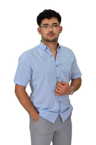 Erkek Pamuklu Yazlık Kısa Kol Gömlek 9664 BGL-ST04595