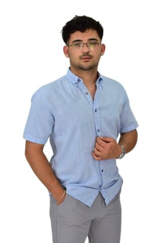 Erkek Pamuklu Yazlık Kısa Kol Gömlek 9664 BGL-ST04595