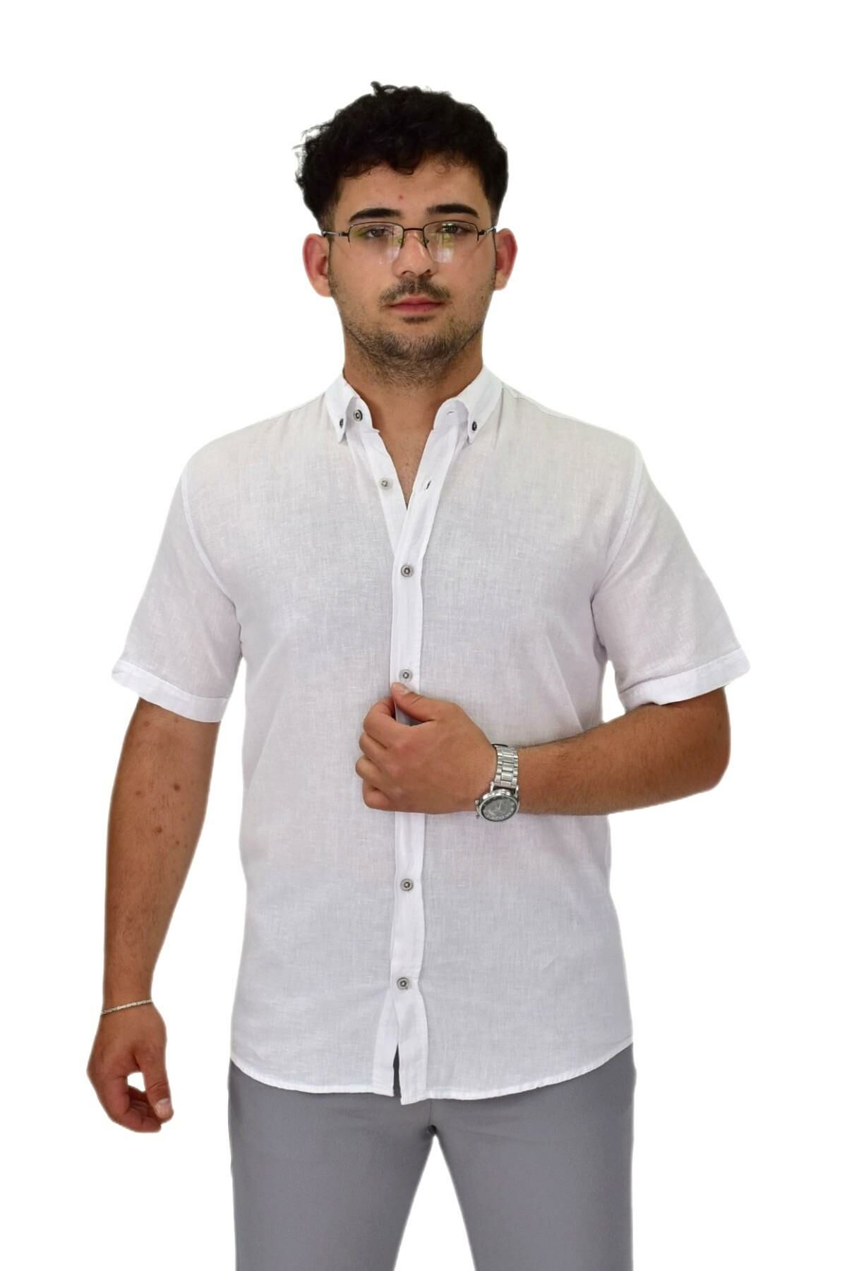 Erkek Pamuklu Yazlık Kısa Kol Gömlek 9664 BGL-ST04595
