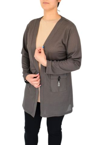 Kadın Mevsimlik Cepli Hırka Ottoman Kumaş BGL-ST03029