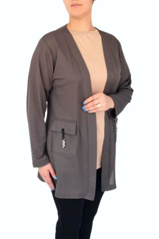 Kadın Mevsimlik Cepli Hırka Ottoman Kumaş BGL-ST03029