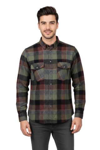 Erkek Kışlık Slim Fitt Uzun Kol Çift Cep Kapak Gömlek 2417 BGL-ST04798