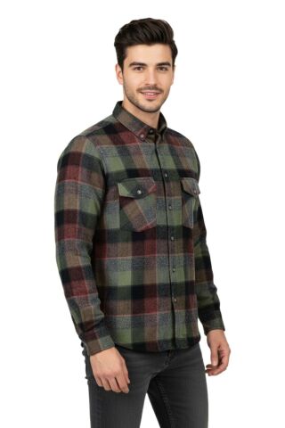 Erkek Kışlık Slim Fitt Uzun Kol Çift Cep Kapak Gömlek 2417 BGL-ST04798