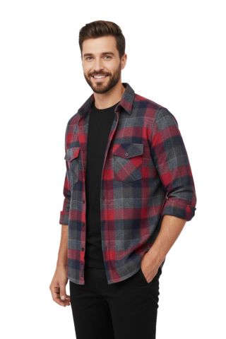 Erkek Kışlık Slim Fitt Uzun Kol Çift Cep Kapak Gömlek 2417 BGL-ST04798