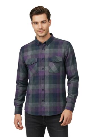 Erkek Kışlık Slim Fitt Uzun Kol Çift Cep Kapak Gömlek 2417 BGL-ST04798