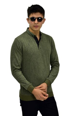 Erkek Polo Yaka Sweatshirt R2250 BGL-ST03196