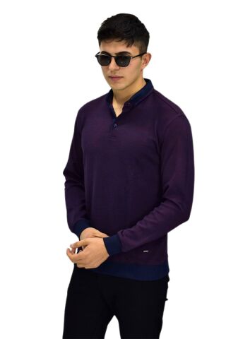 Erkek Polo Yaka Sweatshirt R2254 BGL-ST03197