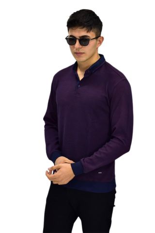 Erkek Polo Yaka Sweatshirt R2254 BGL-ST03197