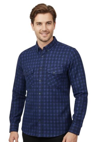 Erkek Kışlık Silim Fit Uzun Kol Çift Cep Kapak Gömlek 2416 BGL-ST04800