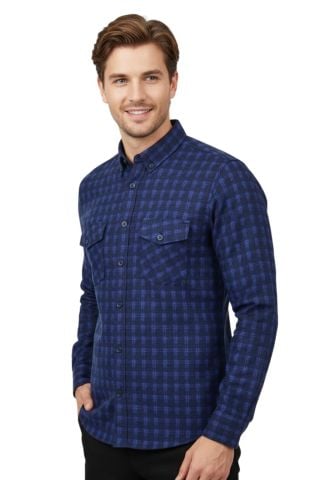 Erkek Kışlık Silim Fit Uzun Kol Çift Cep Kapak Gömlek 2416 BGL-ST04800