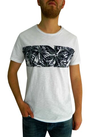 Erkek Sıfır Yaka Flamlı Tişört Bgl-st01048