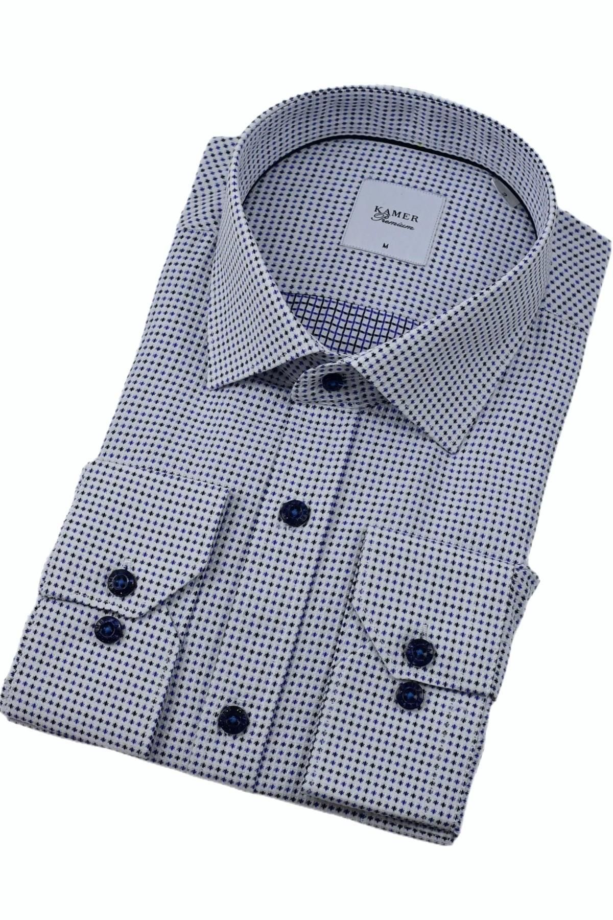 Erkek Klasik Puantiyeli Uzun Kol Gömlek 3596 BGL-ST04402