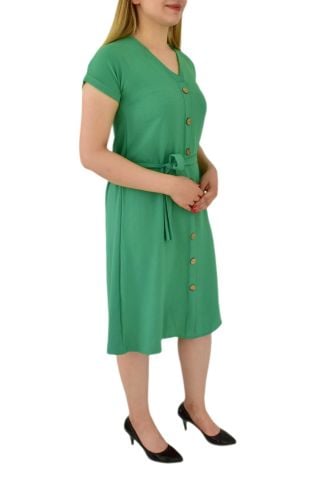 Kadın Dügmeli Ayrobin Kısa Kol Elbise BGL-ST03031