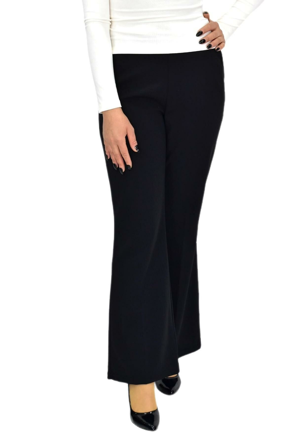 Kadın İspanyol Paça Beli Lastikli Kumaş Pantolon BGL-ST04321