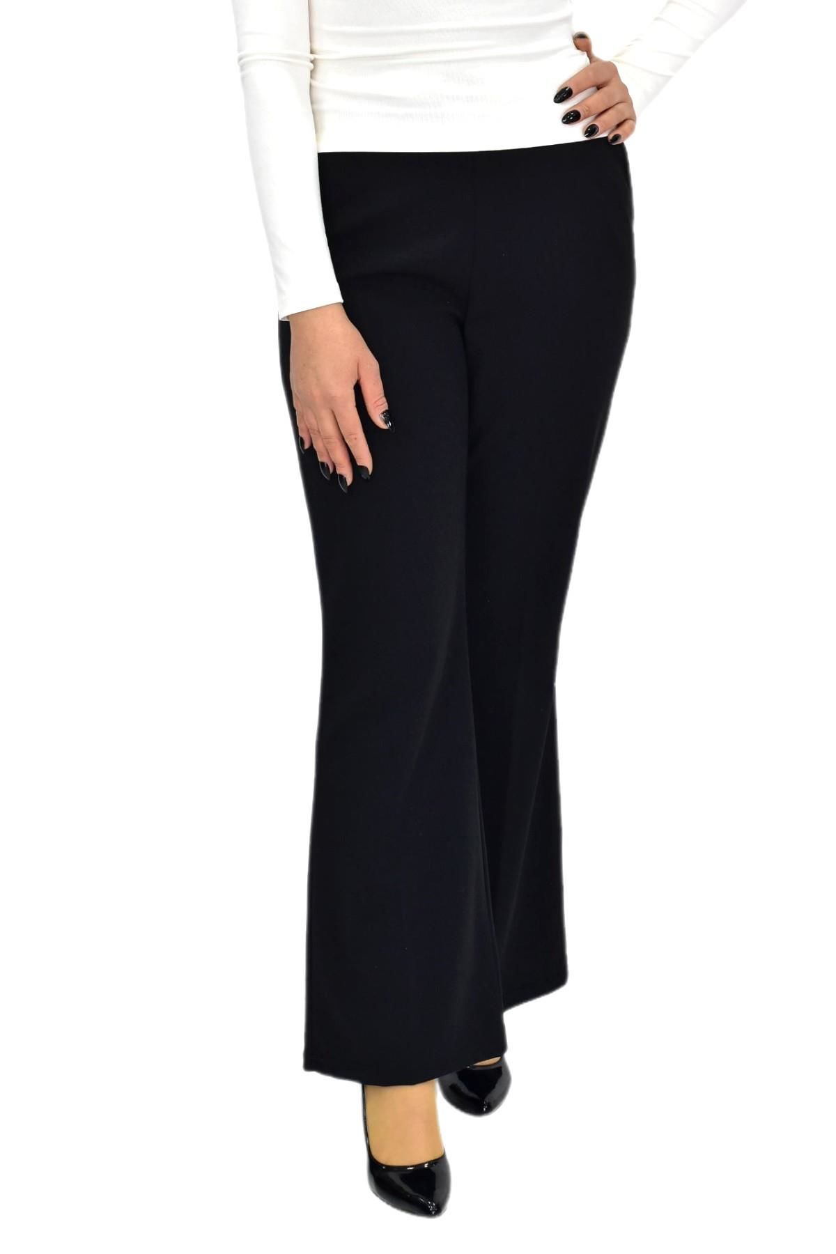 Kadın İspanyol Paça Beli Lastikli Kumaş Pantolon BGL-ST04321