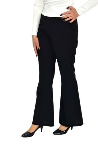 Kadın İspanyol Paça Beli Lastikli Kumaş Pantolon BGL-ST04321