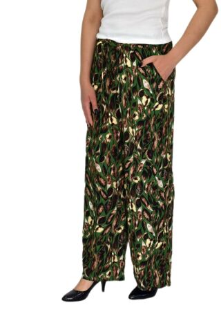 Kadın Emprime Bol Paçalı Lastikli Bağcıklı Pantolon BGL-ST04626