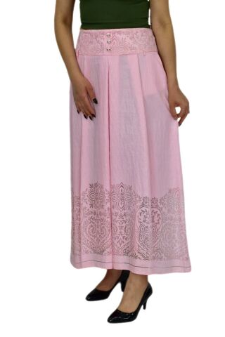 Kadın Pembe Piliseli Uzun Etek MNLS86997