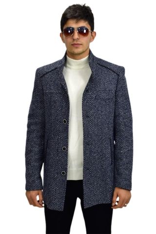 Erkek Hakim Yaka Kaşe Kaban 9005 BGL-ST03244