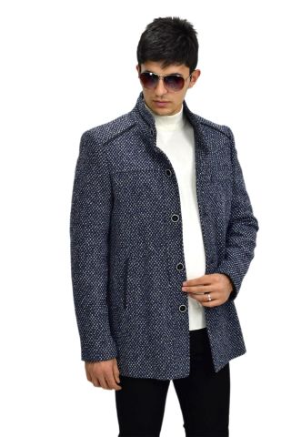 Erkek Hakim Yaka Kaşe Kaban 9005 BGL-ST03244