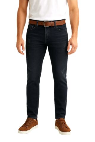 Erkek Silim Fit Jeans Tırnak Eskitme Model Pantolon 311 BGL-ST04975