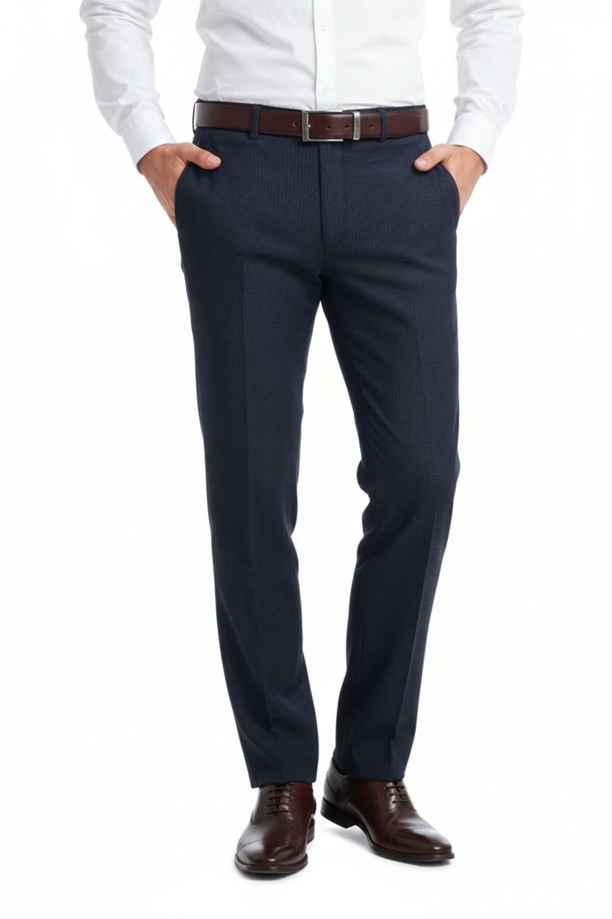 Erkek Regular Fit Çizgili  Kumaş Pantolon Likra Kumaş BGL-ST05036