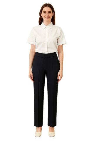 Kadın Siyah Beli Lastikli Cepli Pantolon BGL-ST04789