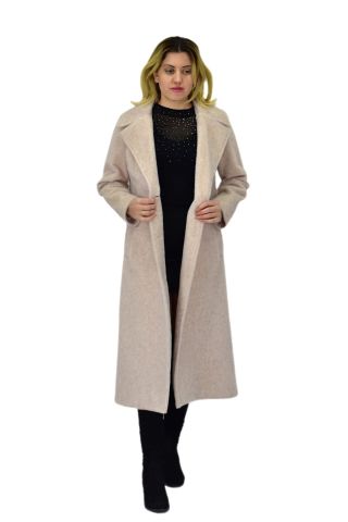 Kadın Bej Uzun Kaşe Kaban BGL-ST04115