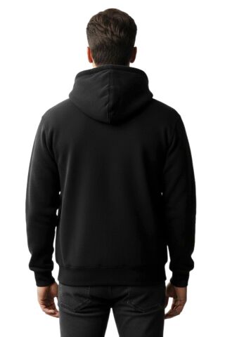 Erkek Kapüşonlu Fermuarlı Siyah Sweatshirt 3 İplik BGL-ST04791