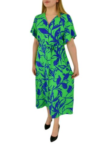 Kadın Çiçekli Kısa Kol Dügmeli Elbise BGL-ST03034