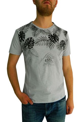 Erkek Sıfır Yaka Flamlı Tişört Bgl-st01050