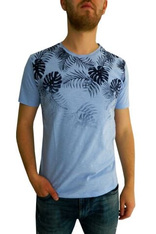 Erkek Sıfır Yaka Flamlı Tişört Bgl-st01050