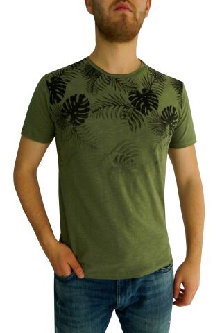 Erkek Sıfır Yaka Flamlı Tişört Bgl-st01050