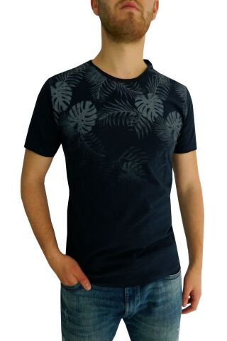 Erkek Sıfır Yaka Flamlı Tişört Bgl-st01050