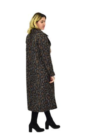 Kadın Leopar Desenli Uzun Kaşe Kaban BGL-ST04114