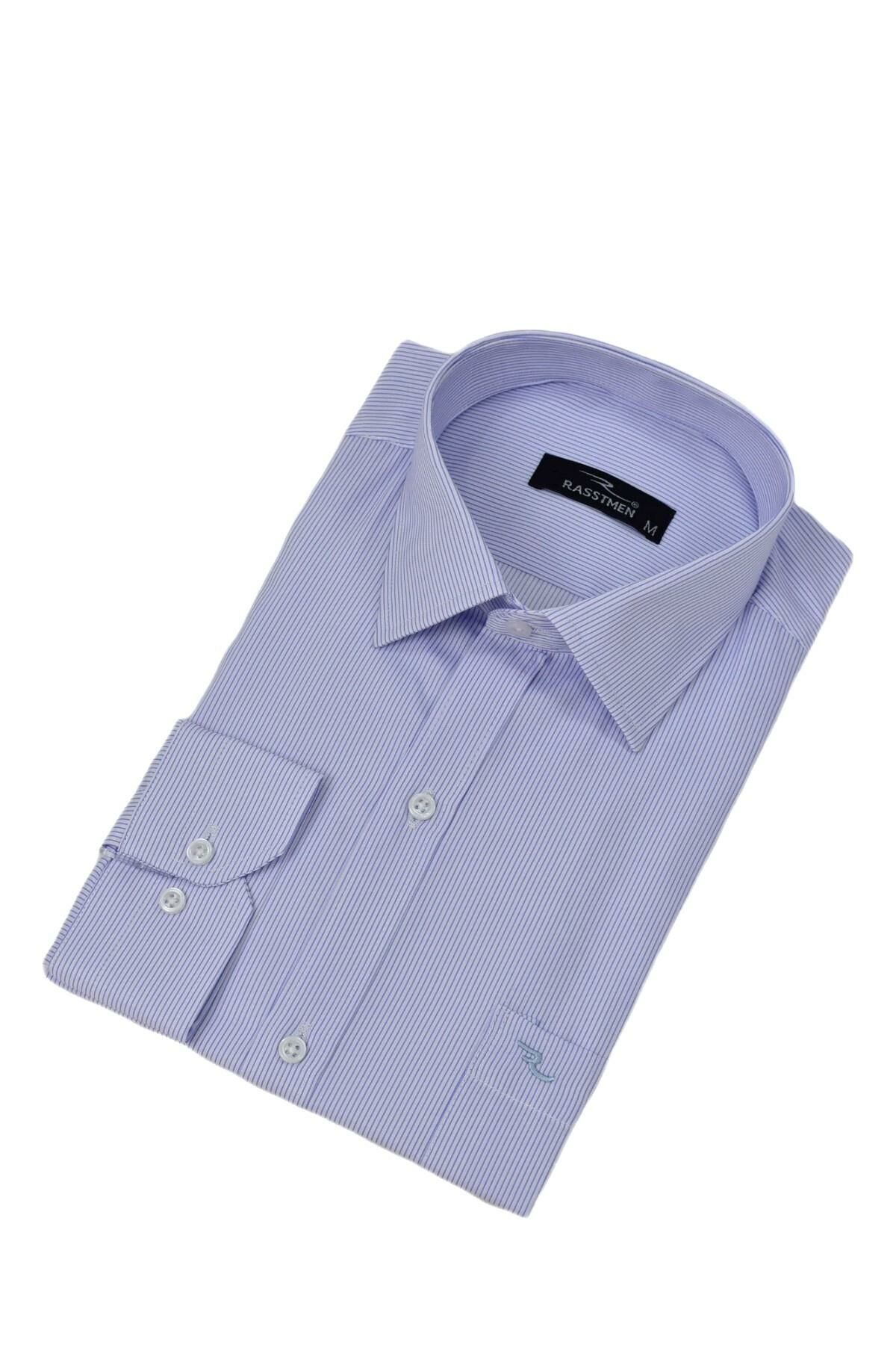 Erkek Çizgili Klasik Tek Cepli Uzun Kol Gömlek BGL-ST04553