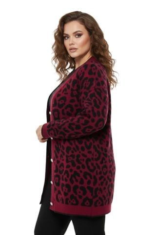 Kadın Leopar Desen Hırka 101002 BGL-ST04079