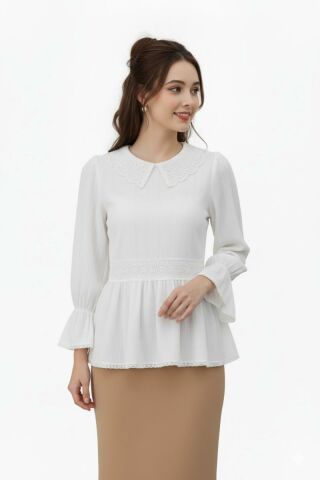 Kadın Yaka Güpürlü Kol Valonlu Bluz BGL-ST04353