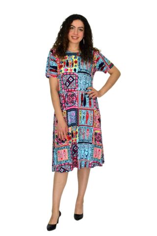Kadın Kısa Kol Likralı Viskon Elbise BGL-ST04671